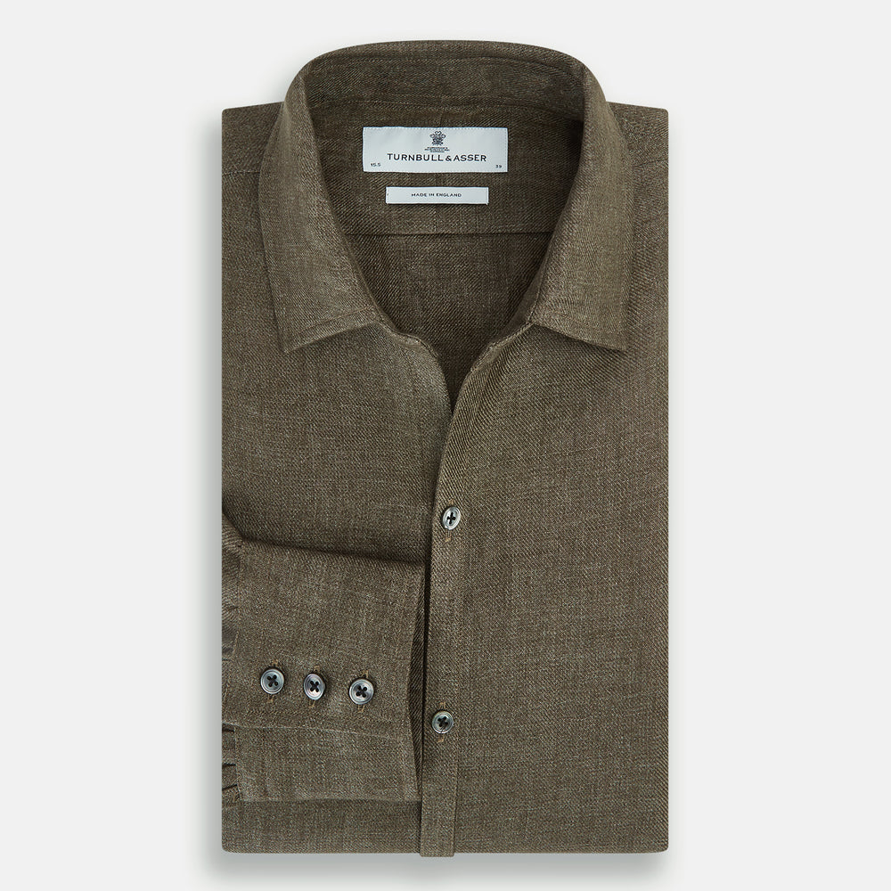 Olive Linen Windsor Shirt