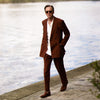 View 4 of product Rust Linen-Wool-Silk Gerry Trousers