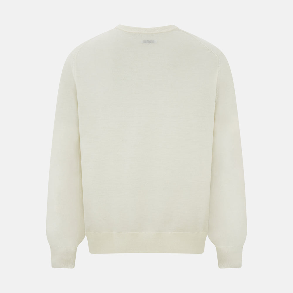 Cream Fine Merino V-Neck Jumper