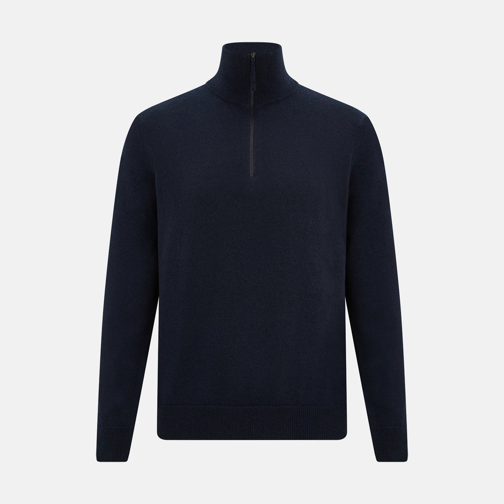 Midnight Blue Half-Zip Cashmere Jumper