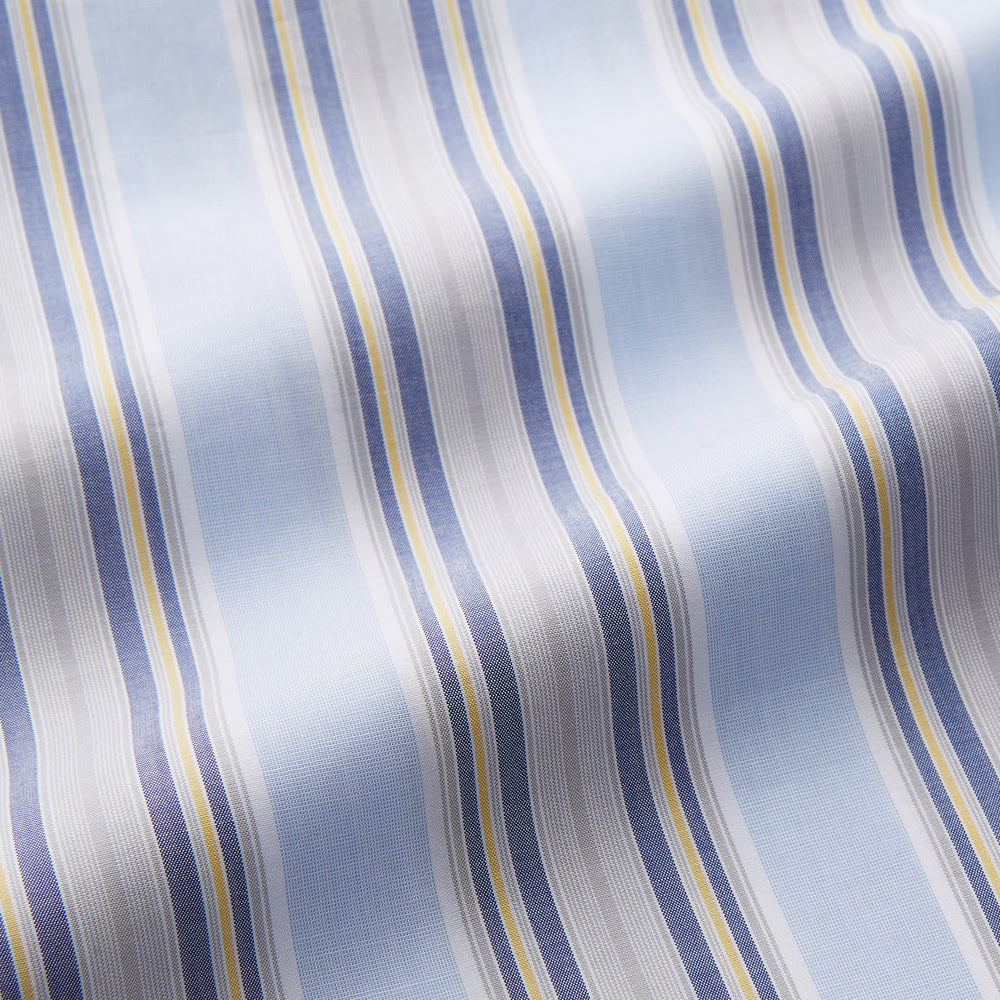 Pale Blue and Yellow Multi Stripe Cotton Sussex Nightshirt