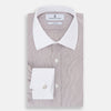 View 5 of product Burgundy Hairline Stripe Shirt with Contrast Collar and Double Cuffs