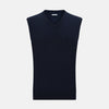 Navy Cashmere V-neck Vest