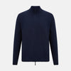View 1 of product Navy High Neck Merino Zipped Cardigan