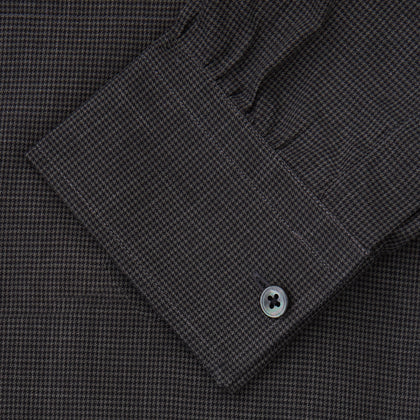 Black Check Weekend Fit Flannel Shirt with Derby Collar and 1-Button Cuffs Image 3