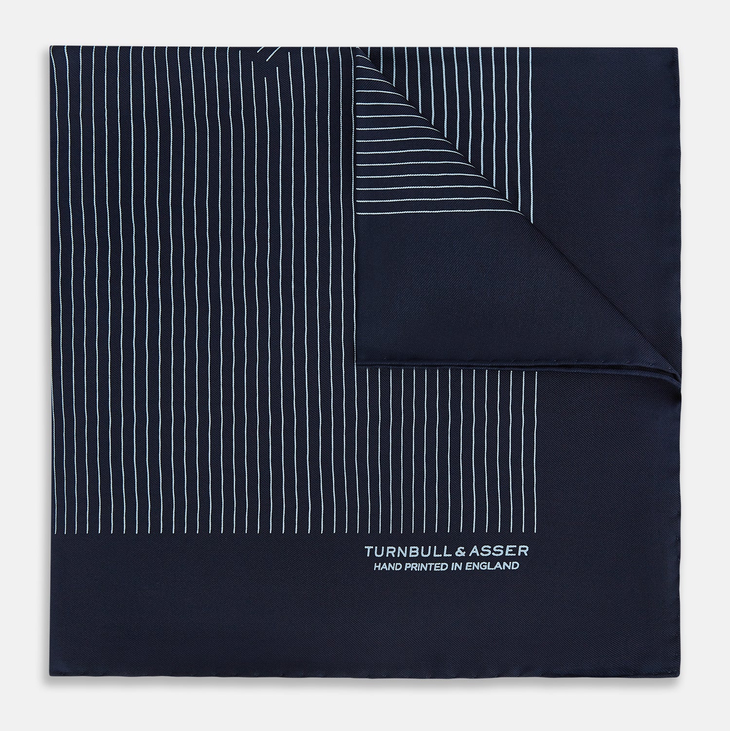 View 1 of product Navy and Light Blue Stripe Silk Pocket Square