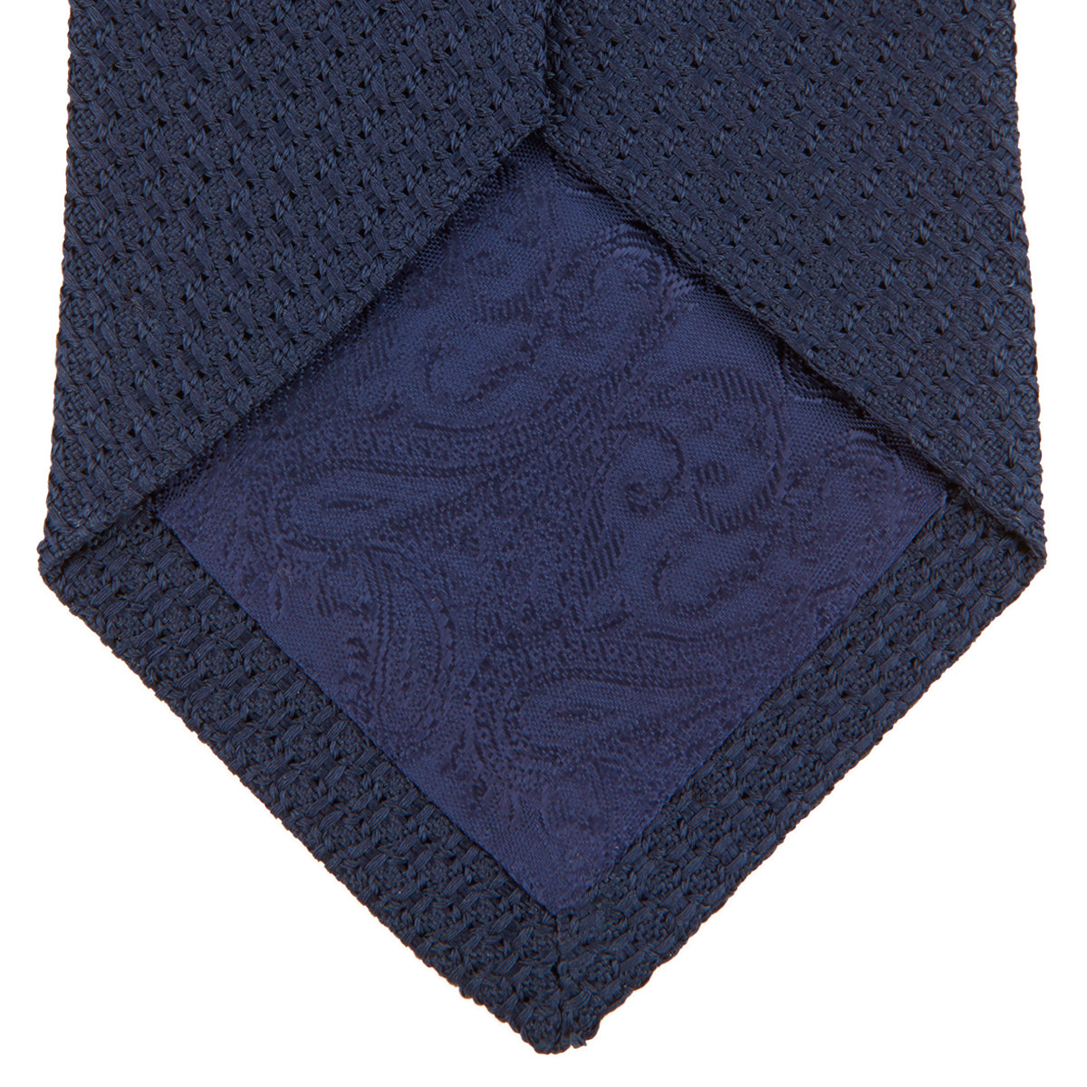 View 4 of product Navy Plain Woven Grenadine Silk Tie