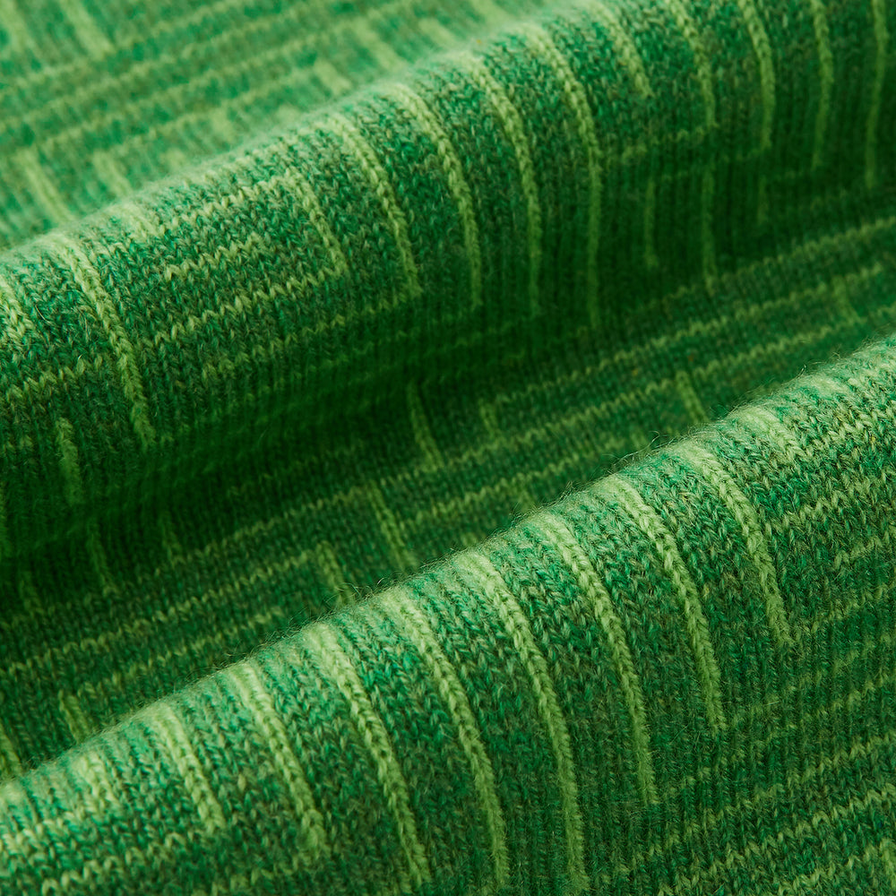 Kelly Green Fretwork Cashmere Knitted Scarf