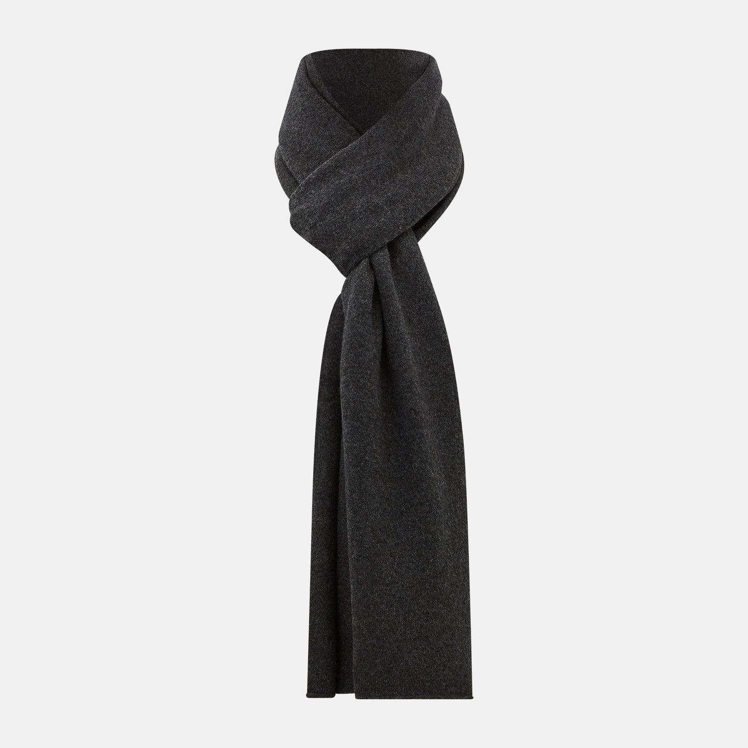 View 1 of product Plain Charcoal Cashmere Knitted Scarf