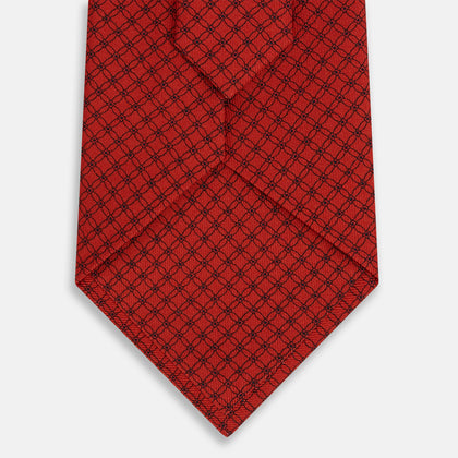 Red Lattice-Patterned Silk Tie Image 2