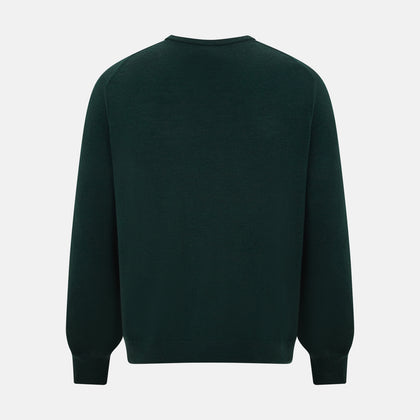 Petrol Green Merino V-Neck Jumper Image 2