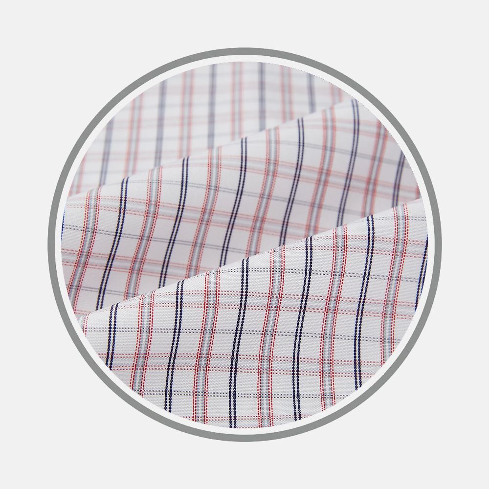 Red And Blue Multi Check Fabric