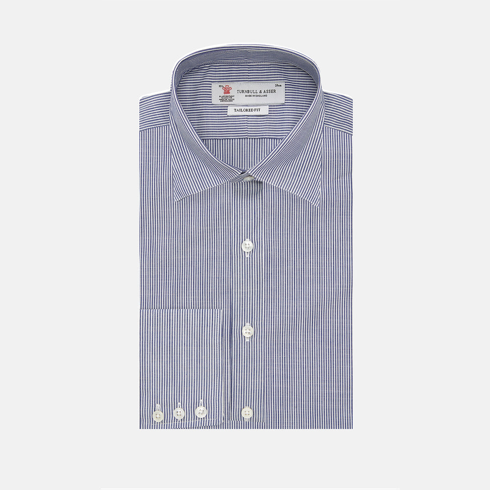 Navy and White Bengal Stripe Tailored Fit Shirt