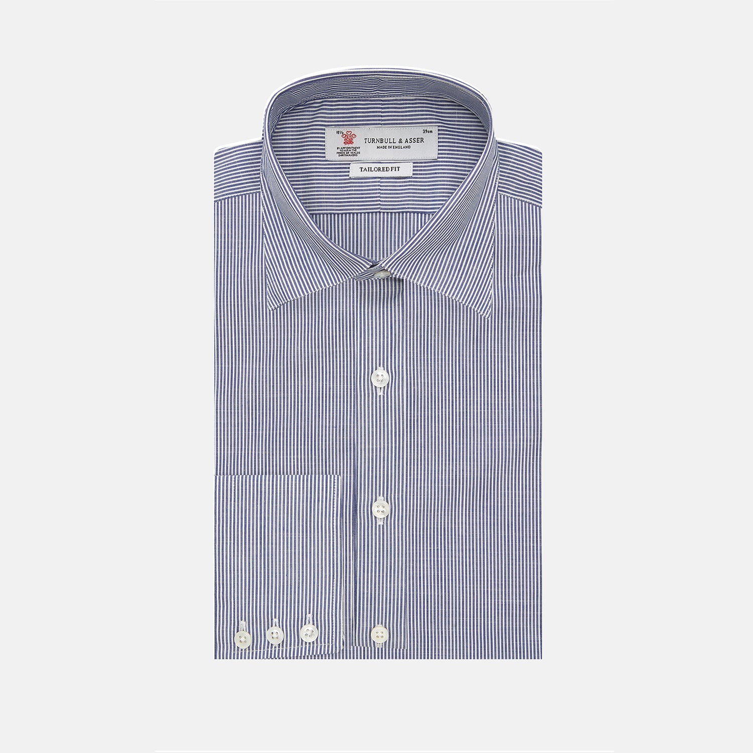 View 1 of product Navy and White Bengal Stripe Tailored Fit Shirt