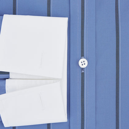 Colony Blue Track Stripe Shirt with Contrast T&A Collar and Cuffs Image 3