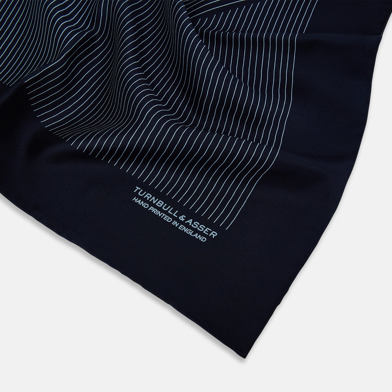 View 2 of product Navy and Light Blue Stripe Silk Pocket Square