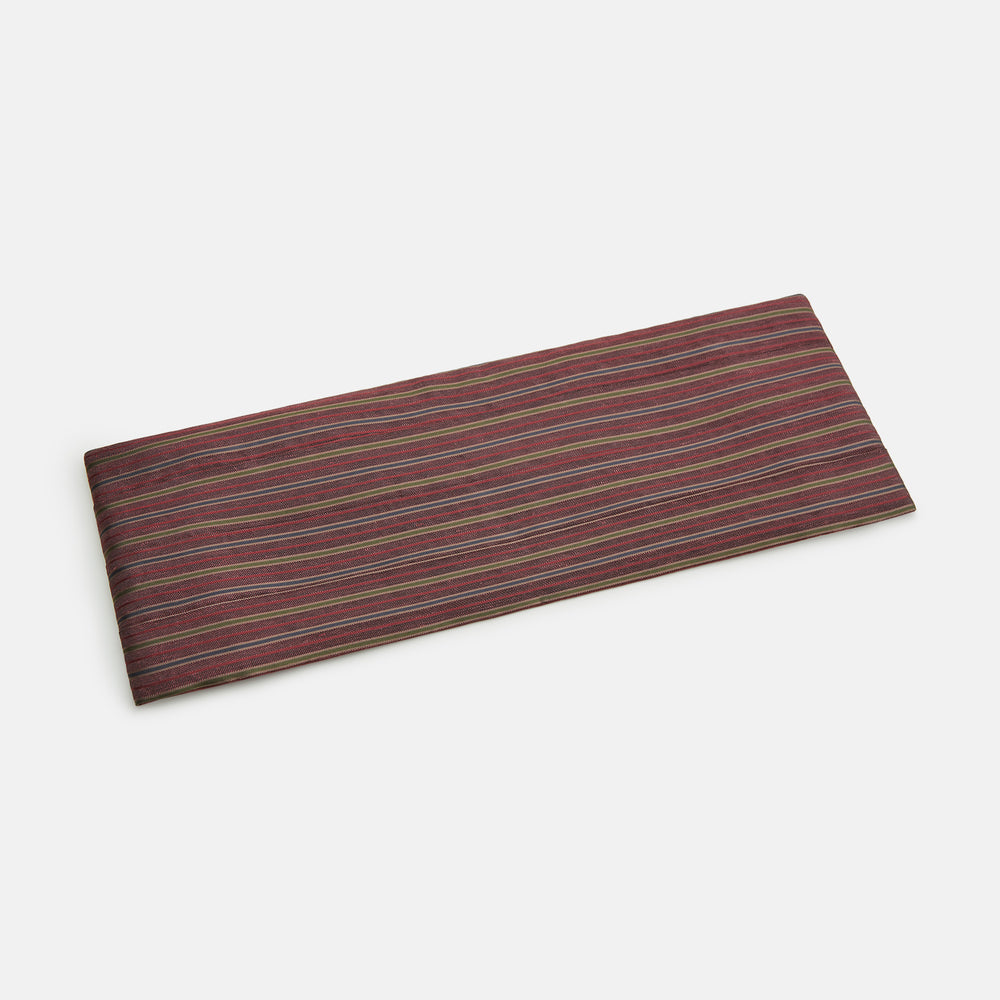 Claret and Green Multi Stripe Silk and Linen Cummerbund