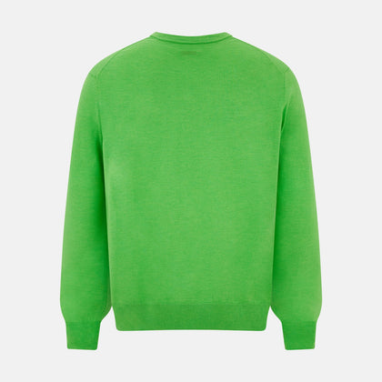 Lime Green Fine Merino V-Neck Jumper Image 2