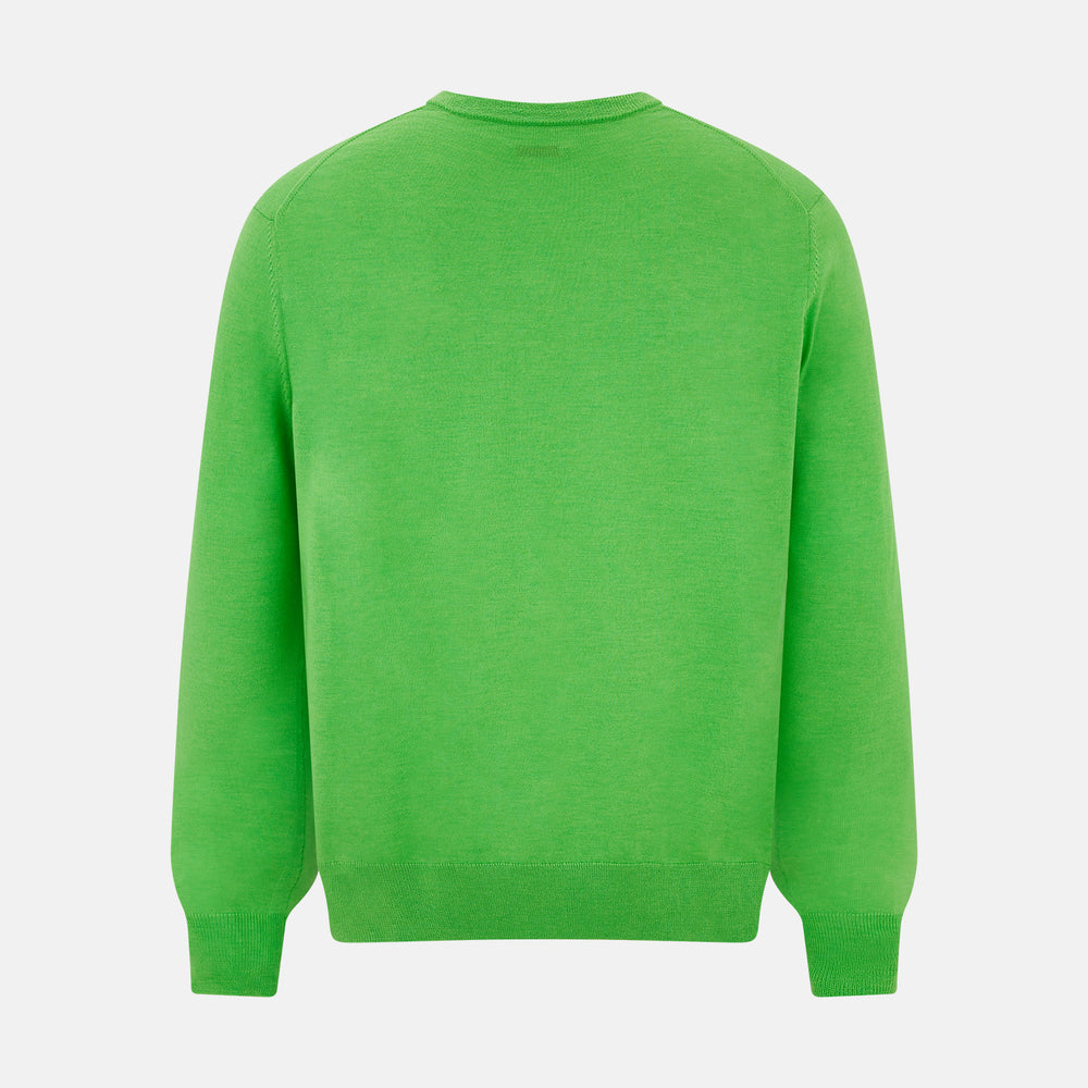 Lime Green Fine Merino V-Neck Jumper