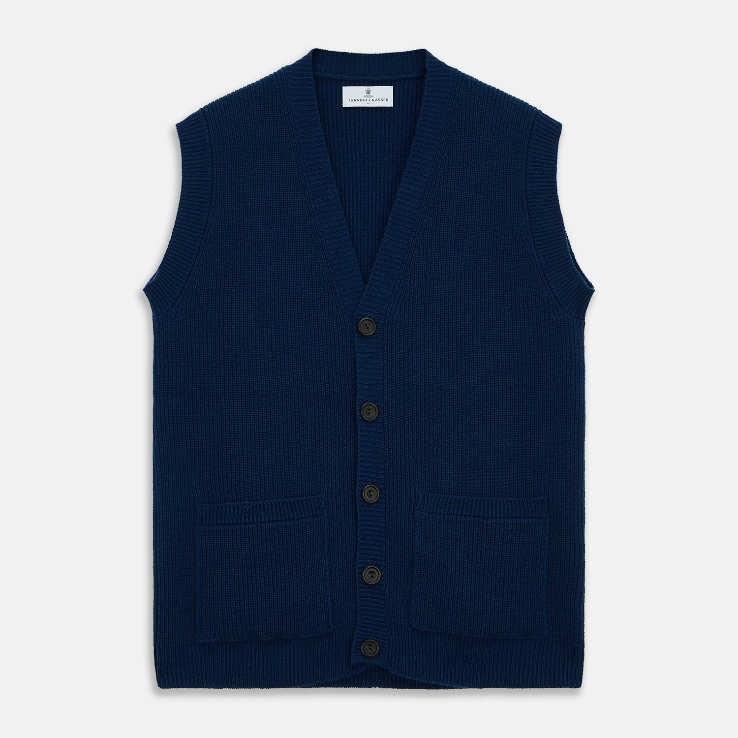 Navy Sleeveless Cashmere Cardigan