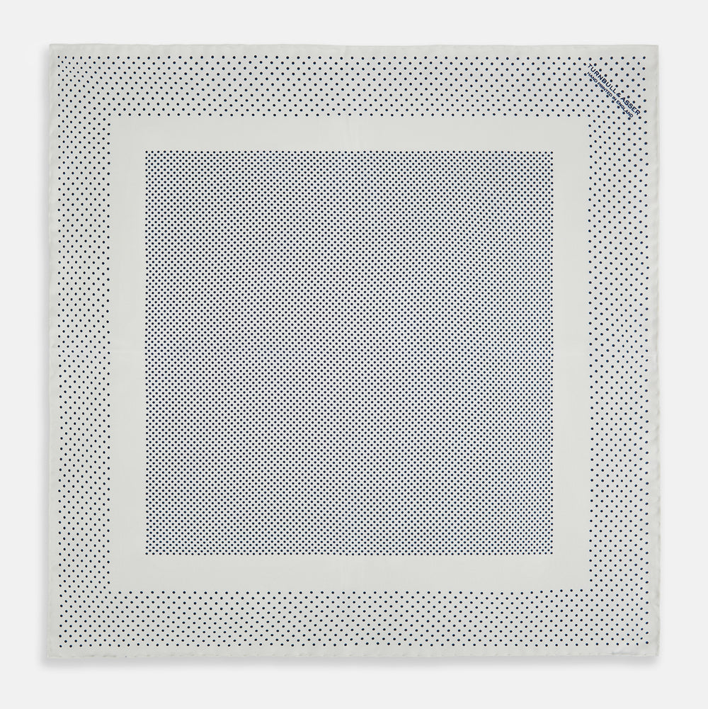 Cream Dot Silk Pocket Square