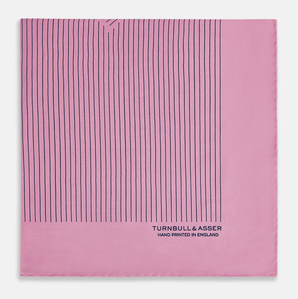 Pink Stripe Silk Pocket Square