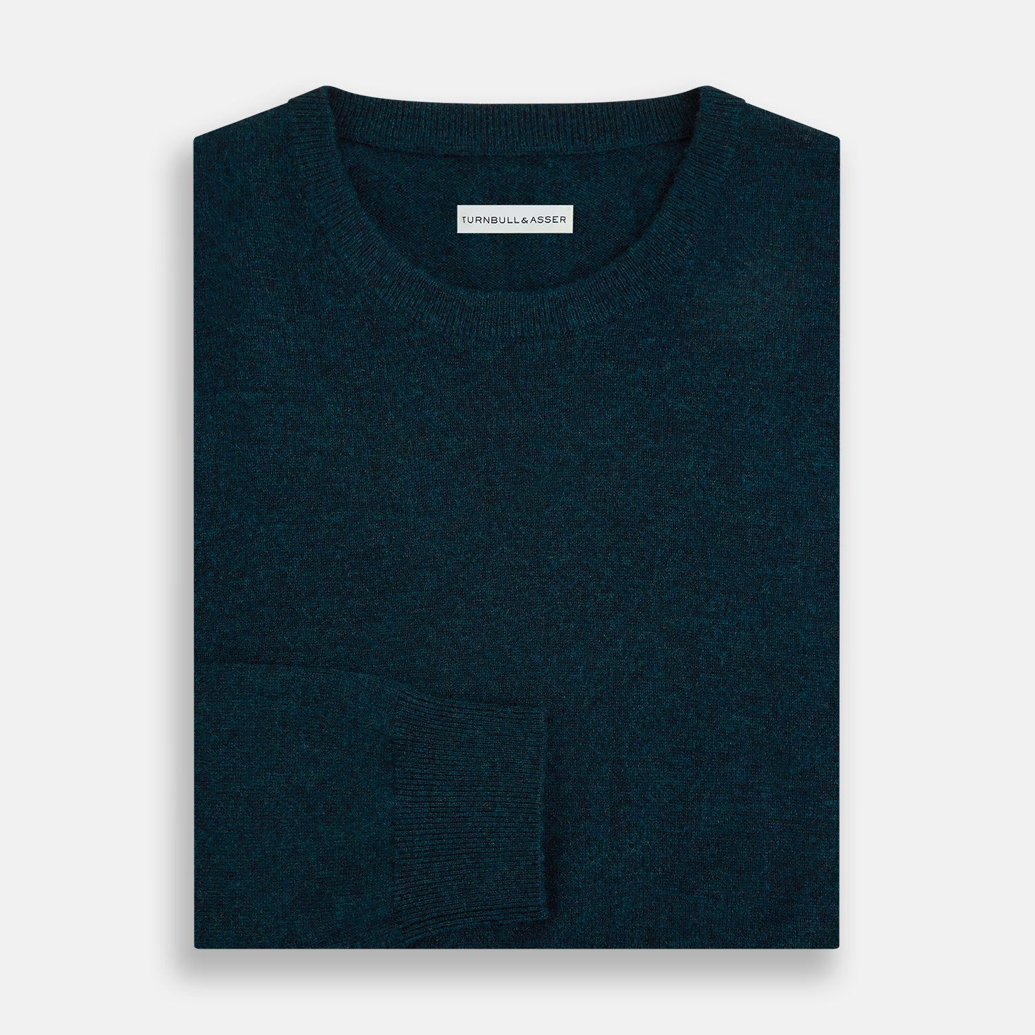 View 4 of product Dark Green Melange Cashmere Round Neck Jumper