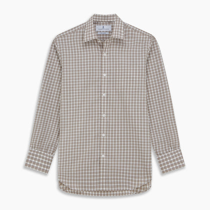 Grey and Peach Multi Check Cashmerello Weekend Fit Finch Shirt Image 5