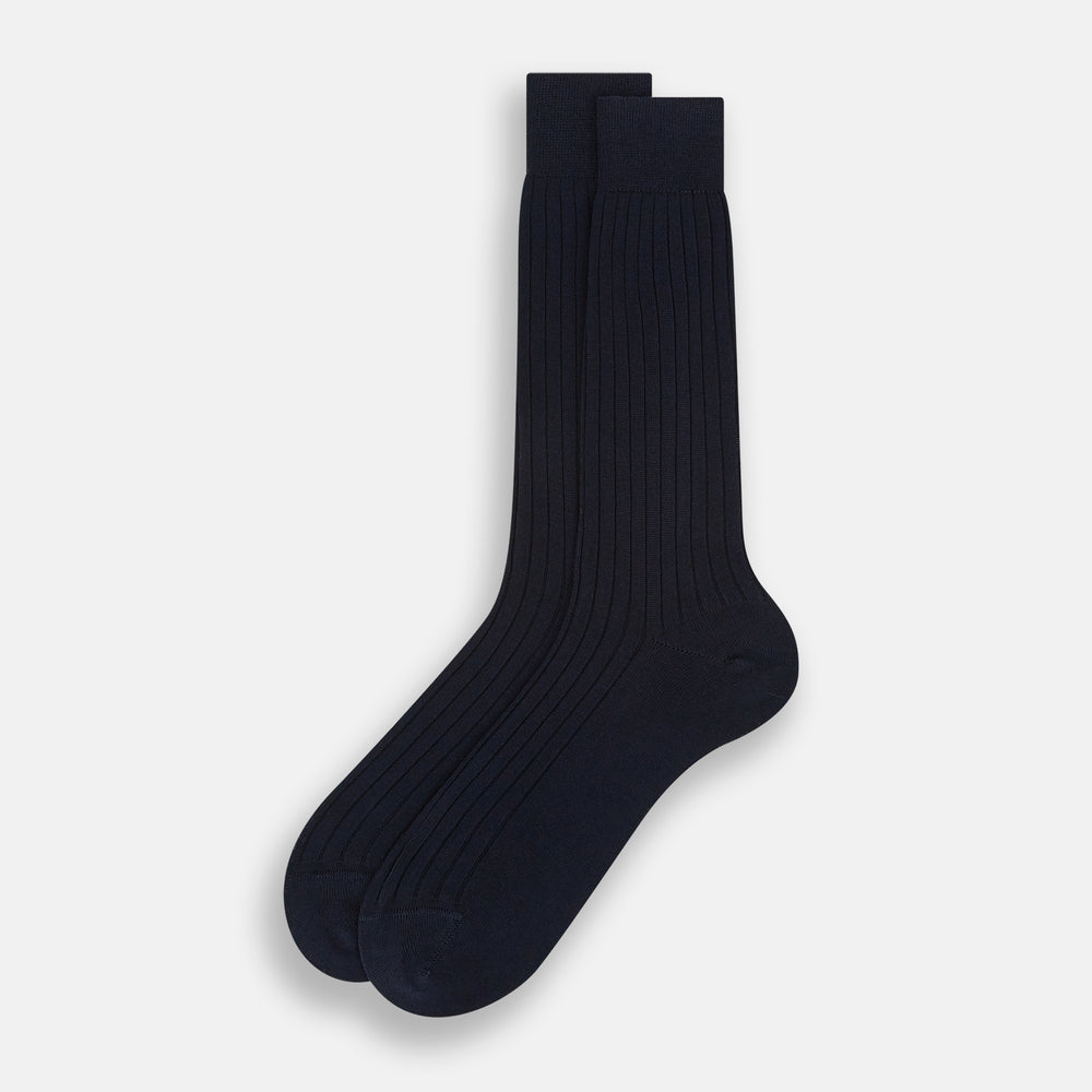 Navy Thick Knit Mid-Length Socks