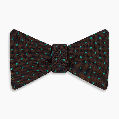 Blue and Brown Micro Dot Silk Bow Tie Image 3