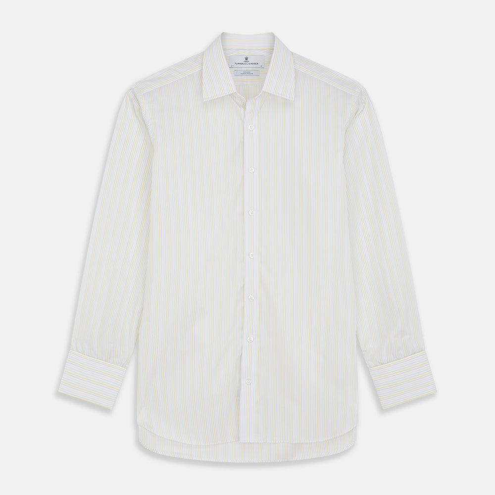 Yellow Multi Stripe Cotton Regular Fit Whitby Shirt