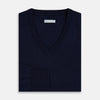 View 9 of product Navy Fine Merino V-Neck Jumper
