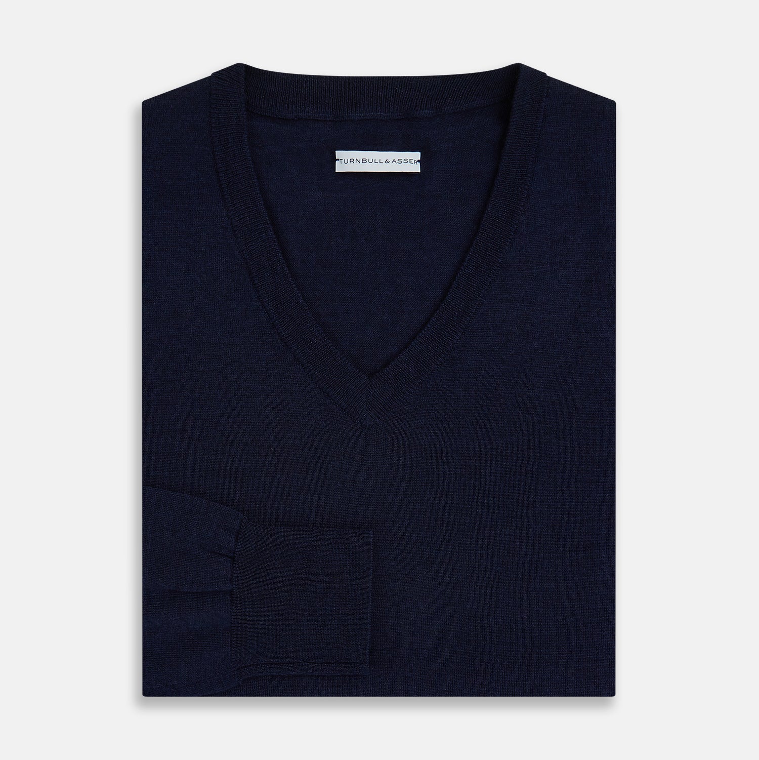 View 9 of product Navy Fine Merino V-Neck Jumper