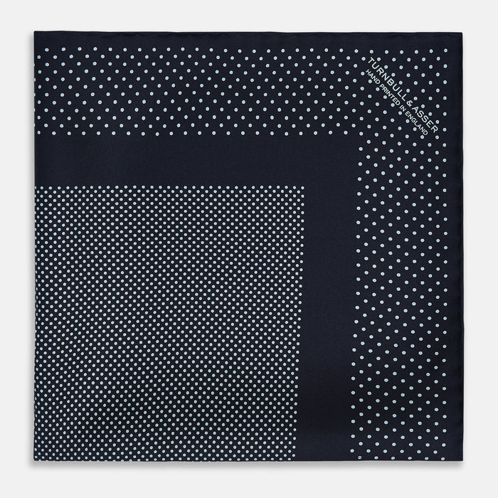 Navy and Light Blue Dot Silk Pocket Square Image 2