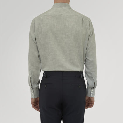 Grey Cashmere Blend Shirt with T&A Collar and 3-Button Cuffs Image 2
