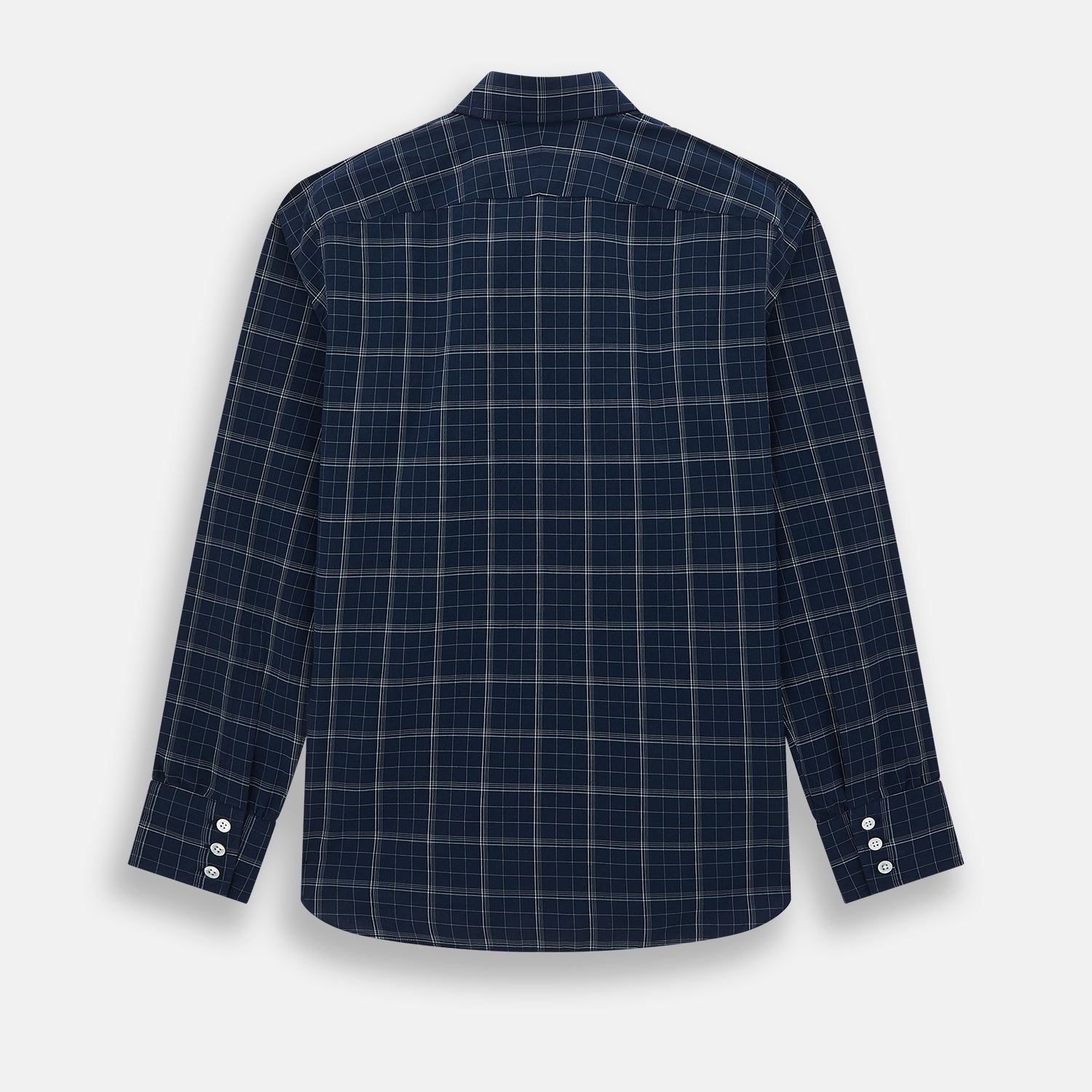 View 3 of product Indigo and White Thin Plaid Check Windsor Shirt