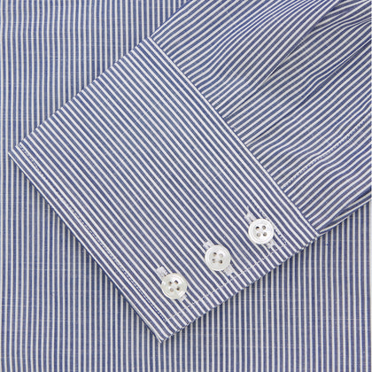 Navy and White Bengal Stripe Tailored Fit Shirt Image 1
