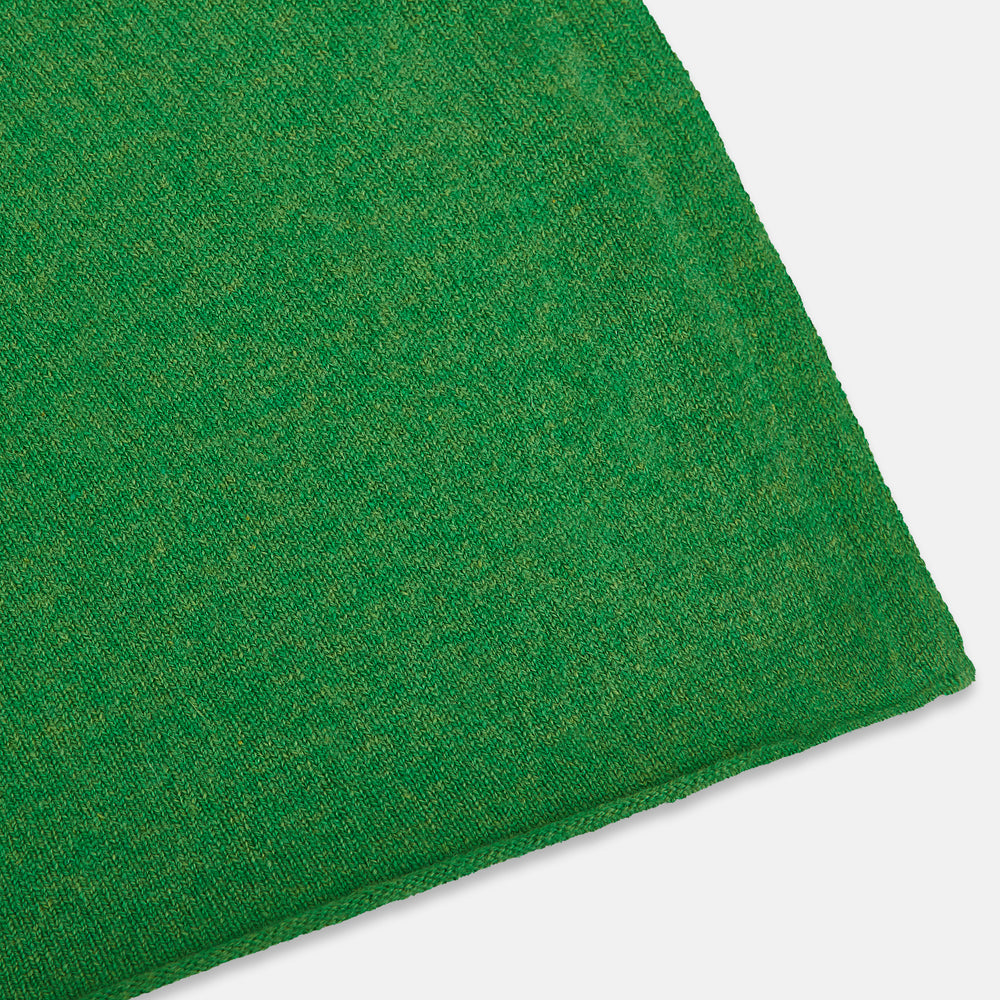 Plain Kelly Green Cashmere Knitted Scarf