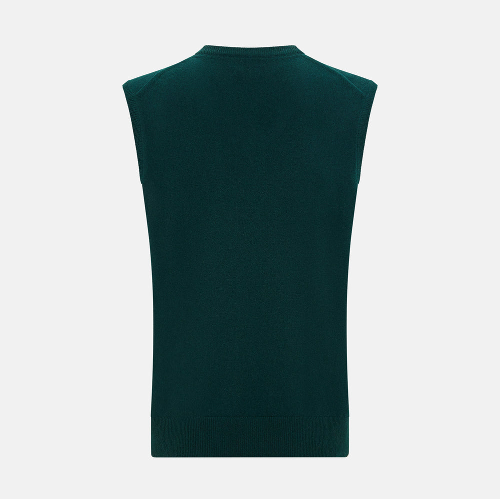 Moss Green Cashmere V-Neck Vest