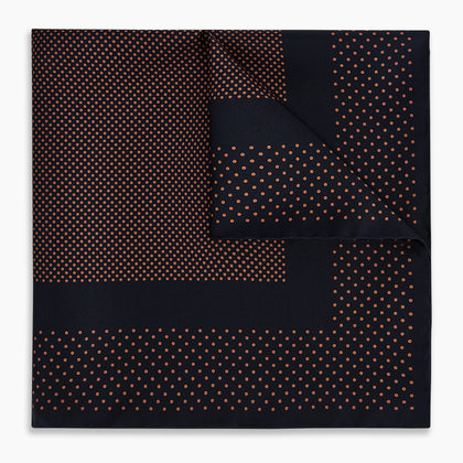 Navy and Blush Dot Silk Pocket Square Image 4