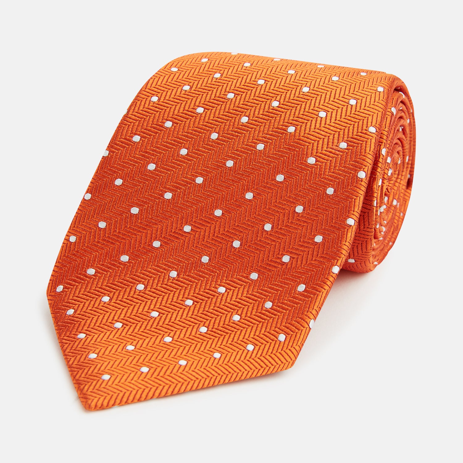 View 1 of product Orange and White Micro Dot Silk Tie