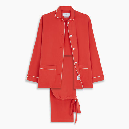 Women's Coral Pink Silk Thelma Pyjama Set Image 7