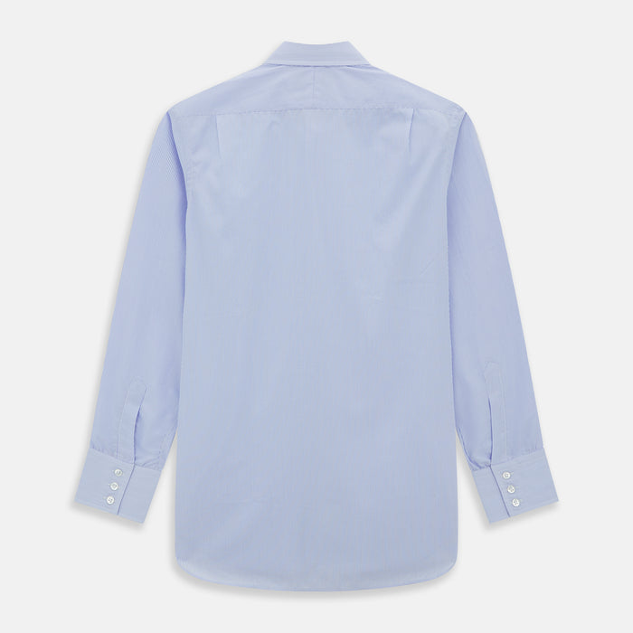 Blue and White Fine Bengal Stripe Sea Island Quality Cotton Shirt with T&A Collar and 3-Button Cuffs Image 4