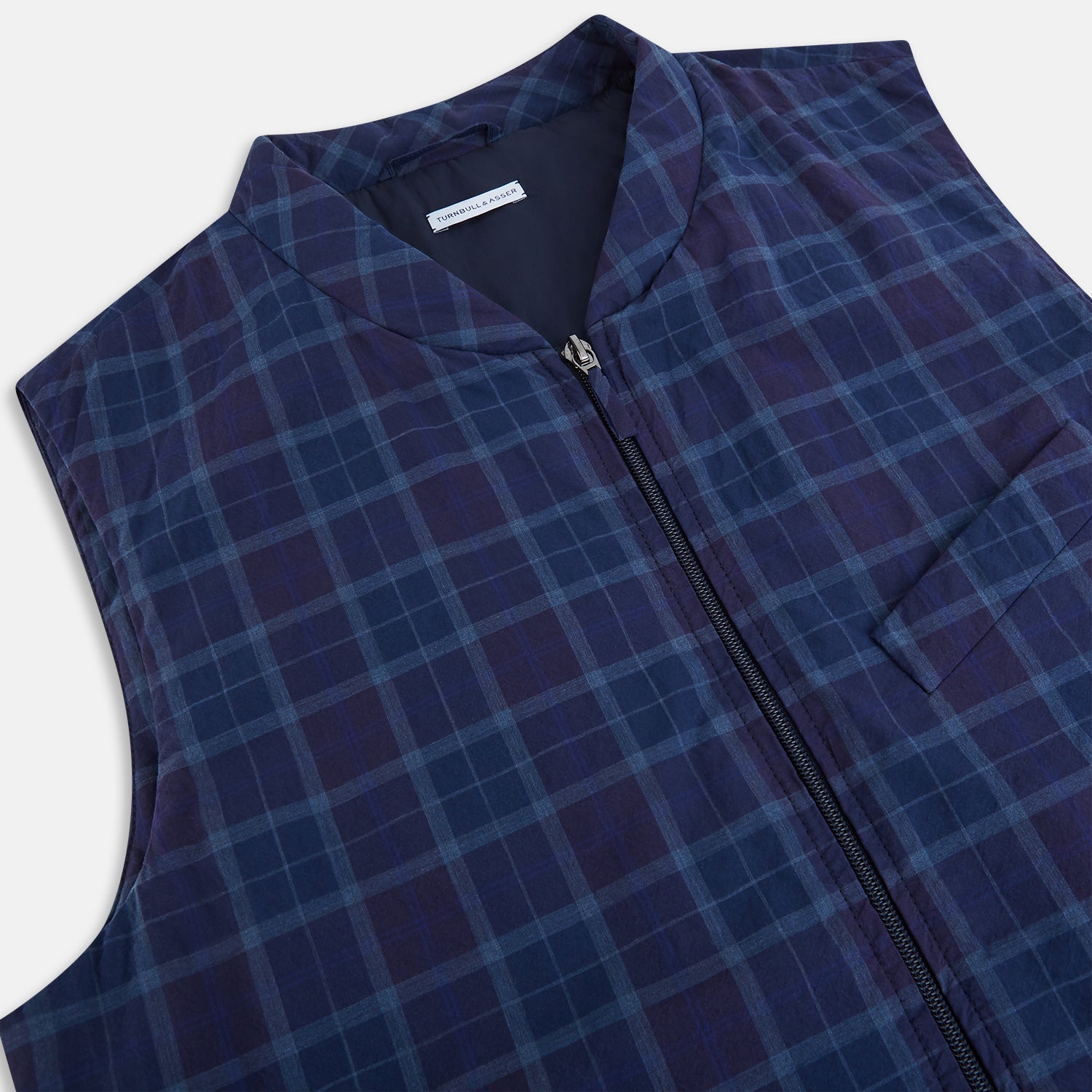 View 2 of product Navy and Purple Plaid Check Padded Gilet
