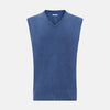 View 1 of product Blue V-Neck Sleeveless Cashmere Vest
