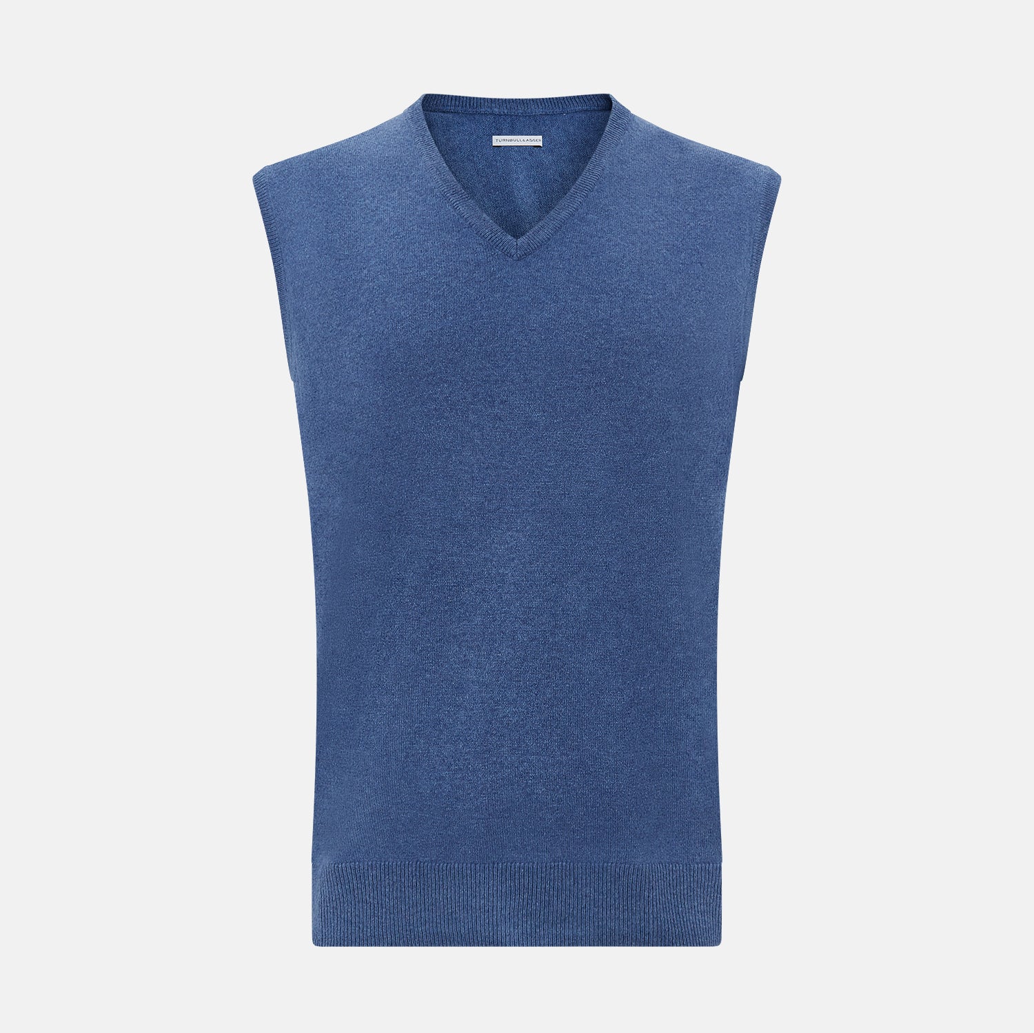 View 1 of product Blue V-Neck Sleeveless Cashmere Vest