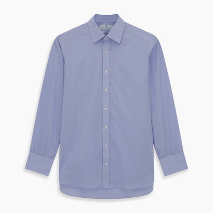Blue Fine Check Sea Island Quality Cotton Shirt with T&A Collar and 3-Button Cuffs Image 5