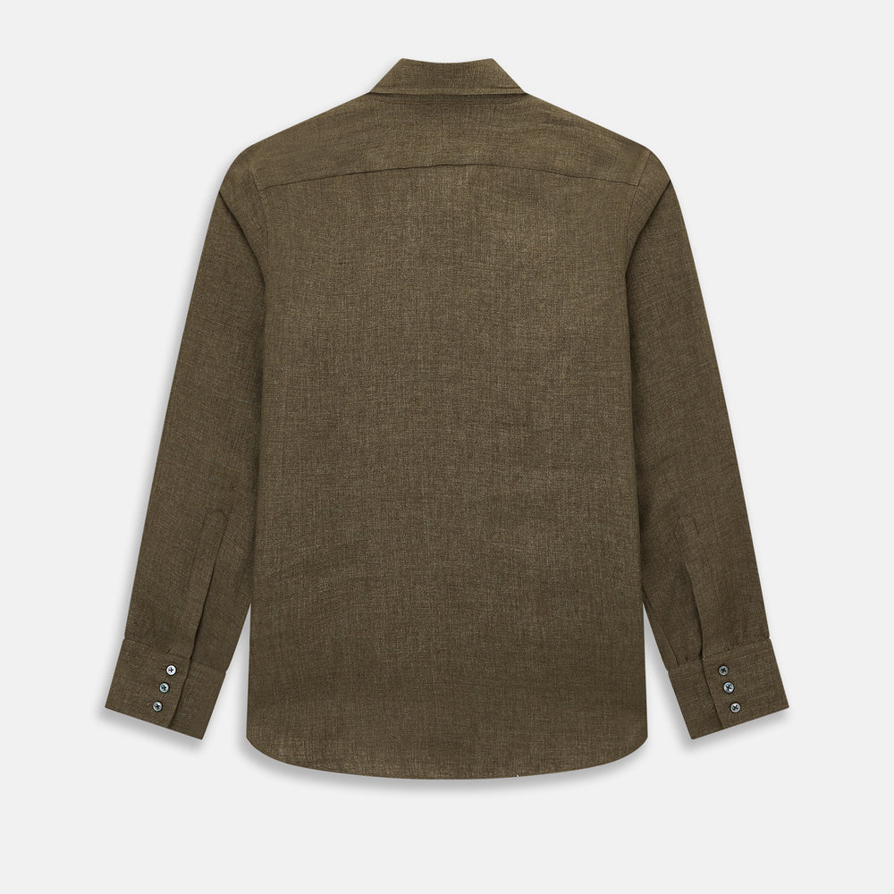 Olive Linen Windsor Shirt