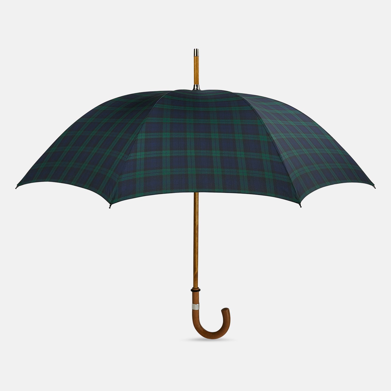 View 1 of product Black Watch Tartan Traveller Umbrella with Malacca Crook Handle