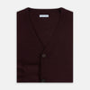 View 4 of product Burgundy Fine Merino V-Neck Cardigan